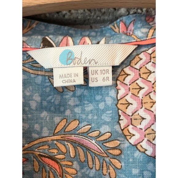 Boden Womens Tunic Top Size 6R Pineapple Print Blue & Pink Bohemian Style Cotton - Picture 8 of 14